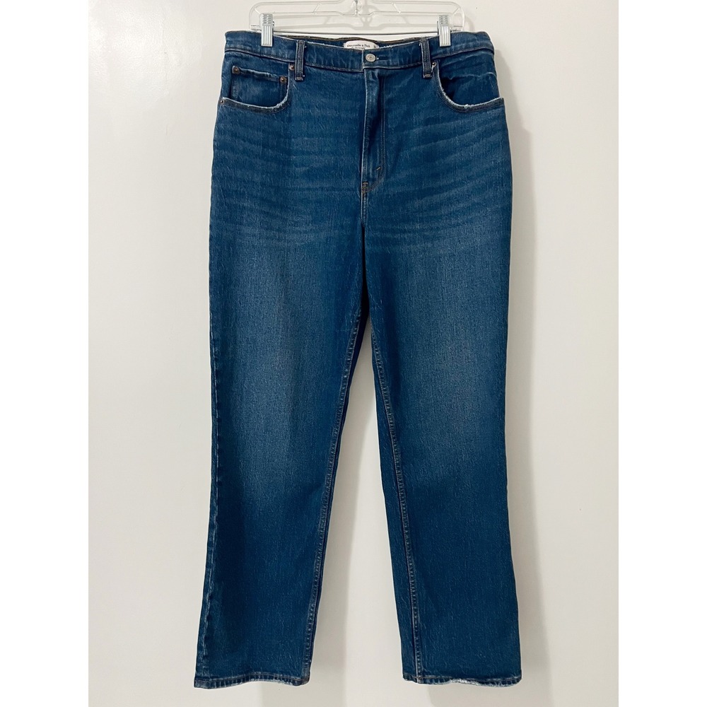 Abercrombie & Fitch The 90s Straight Ultra High Rise Jeans 32/14 Medium Blue